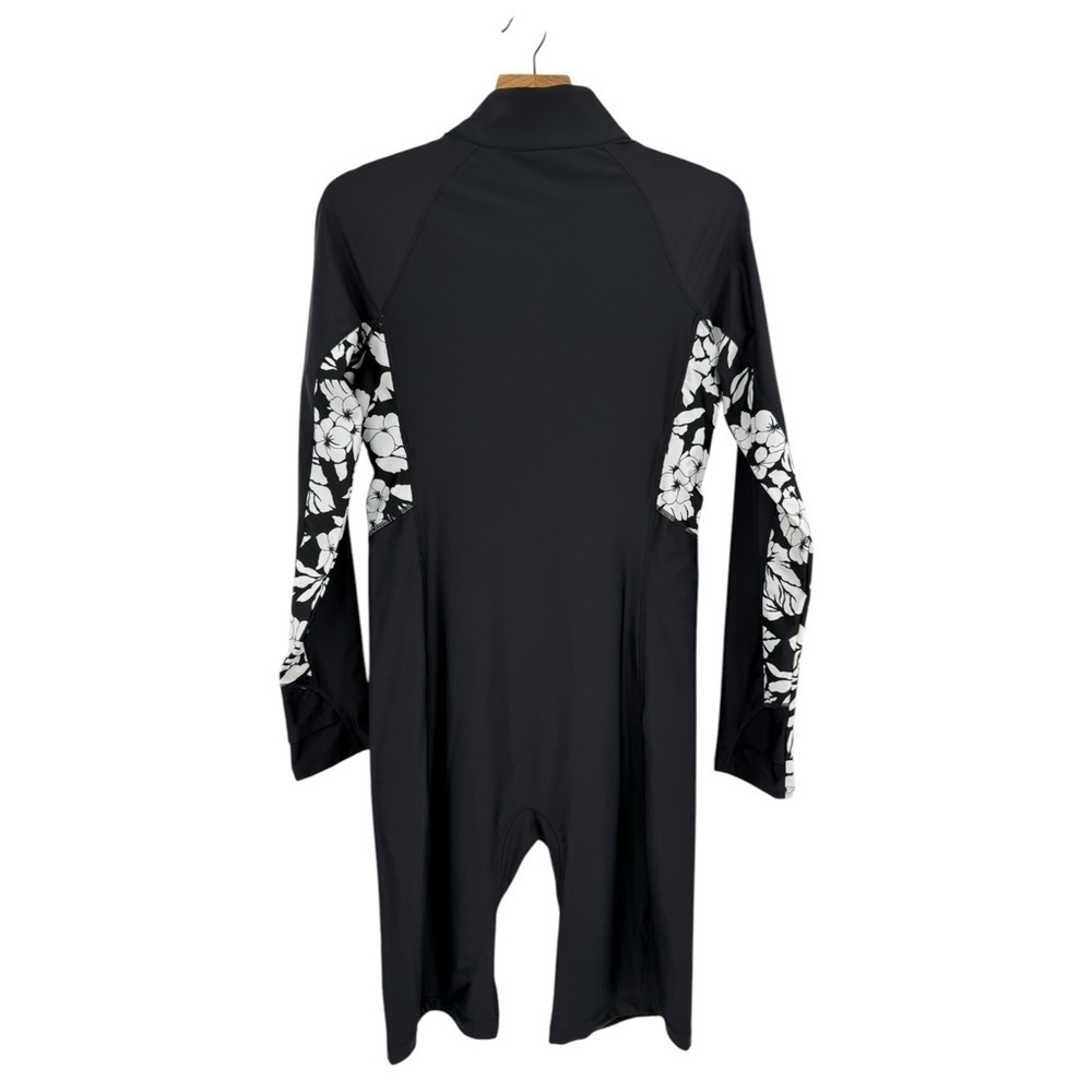 Coolibar Alana Knee Length Swimsuit Long UPF 50+ Black Floral Colorblock Size L - Picture 5 of 11